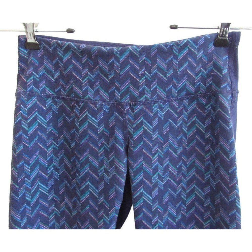 Old Navy‎ Active Blue & Teal Print Fitted Go-Dry Leggings Sz S - Picture 2 of 5